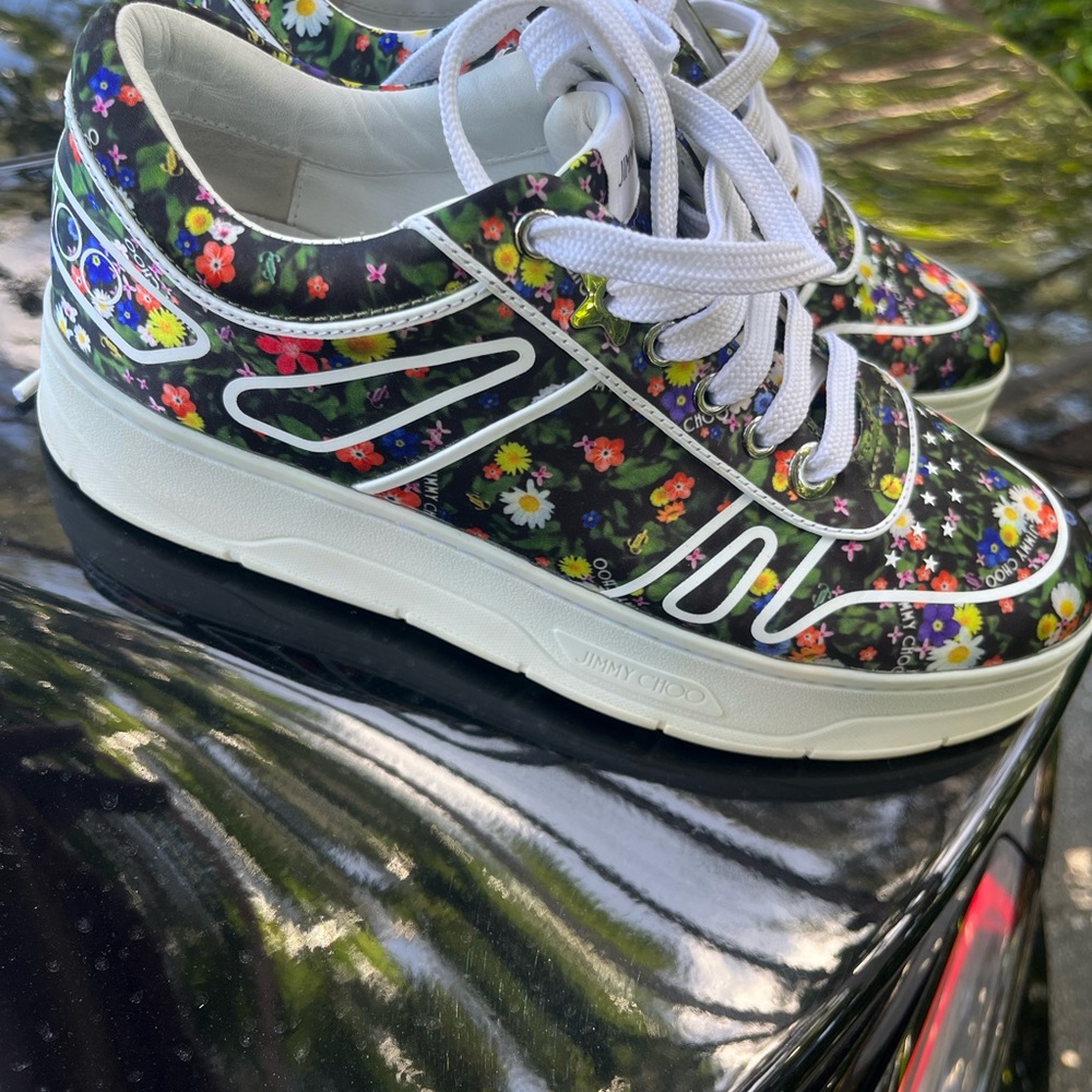 Jimmy Choo Floral Sneakers - Black and White